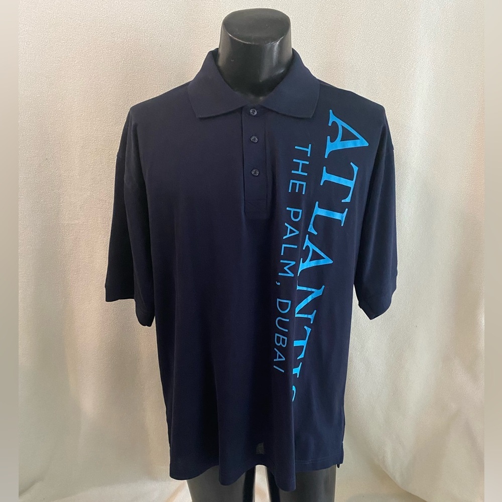 Atlantis The Palm Dubai Polo Men’s XX-Large Blue Pique Knit Short Sleeve Shirt #